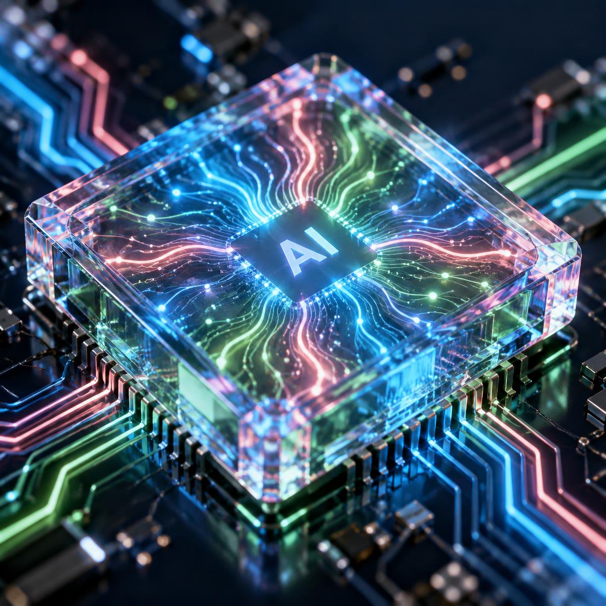 Glowing AI chip